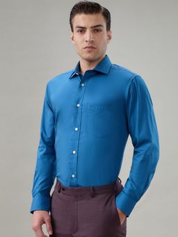 ColorPlus - Regular Fit Solid Dark Blue Shirt