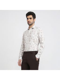 Park Avenue - Slim Fit Floral Light Beige Shirt