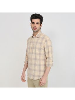 Park Avenue - Slim Fit Checkered Medium Brown Shirt