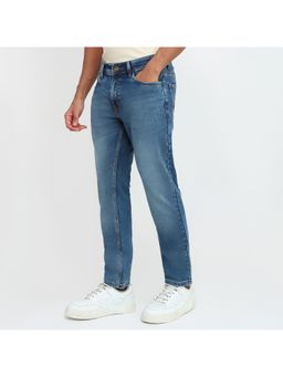 Park Avenue - Super Slim Fit Solid Medium Blue Jeans