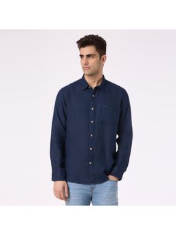 Pepe Jeans - Men Blue Pure Linen Full Sleeve Shirt