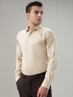 Park Avenue - Regular Fit Textured Medium Beige Shirt