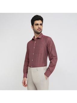 Park Avenue - Regular Fit Checkered Dark Maroon Shirt