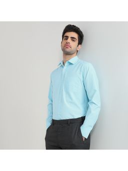 Park Avenue - Slim Fit Textured Medium Green Shirt