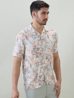 Raymond - Regular Fit Paisley Medium White Shirt