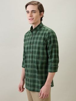 Raymond - Regular Fit Checkered Dark Green Shirt
