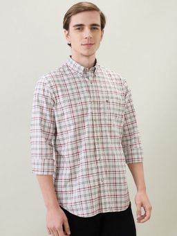 Raymond - Regular Fit Checkered Medium Beige Shirt