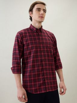 Raymond - Regular Fit Checkered Medium Brown Shirt