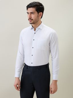 Raymond - Regular Fit Geometric White Shirt