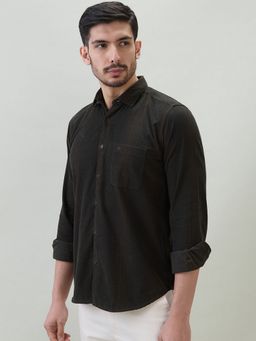 Raymond - Regular Fit Striped Fancy Brown Shirt