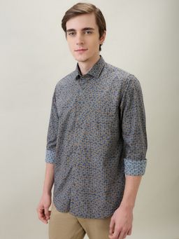 Raymond - Regular Fit Floral Dark Brown Shirt