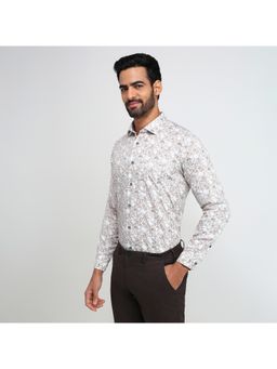 Raymond - Regular Fit Floral Medium Brown Shirt