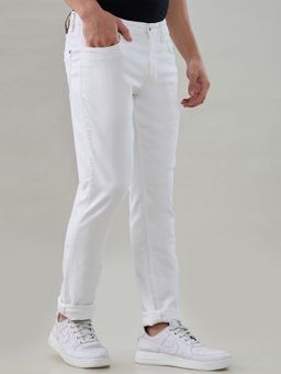Raymond - Slim Fit Solid White Jeans