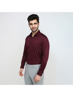 Raymond - Regular Fit Solid Dark Maroon Shirt