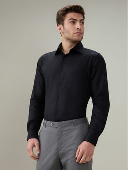 Raymond - Slim Fit Solid Black Shirt