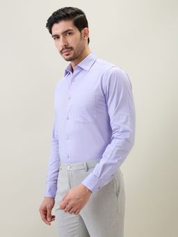Raymond - Slim Fit Solid Medium Purple Shirt