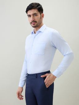 Raymond - Contemporary Fit Textured Light Blue Shirt