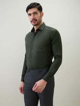 Raymond - Contemporary Fit Checkered Dark Green Shirt