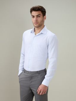 Raymond - Contemporary Fit Checkered Light Blue Shirt