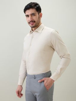 Raymond - Regular Fit Textured Medium Beige Shirt