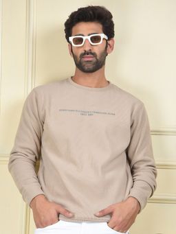 CRIMSOUNE CLUB - Men Beige Typographic Print Sweatshirt