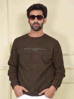 CRIMSOUNE CLUB - Men Brown Typographic Print Sweatshirt