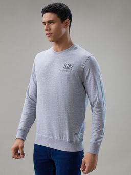 Parx - Regular Fit Typography Light Grey Sweatshirt