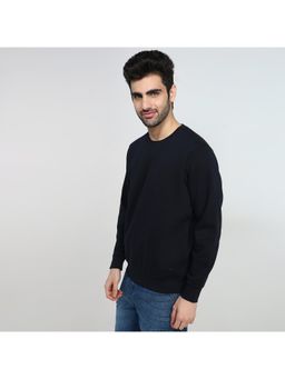Parx - Regular Fit Solid Navy Blue Sweatshirt