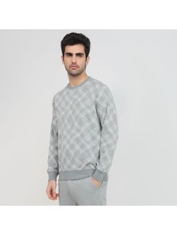 Parx - Regular Fit Woven Design Light Grey Sweatshirt