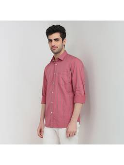 Parx - Slim Fit Striped Medium Red Shirt