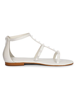 Saint G - Womens White Zipper Genuine Leather Sandals
