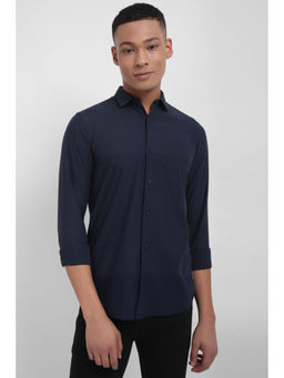 Allen Solly - Men Navy Custom Fit Stripe Full Sleeves Casual Shirt
