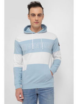 Allen Solly - Men Blue Hooded Neck Full Sleeves Casual Sweatshirt