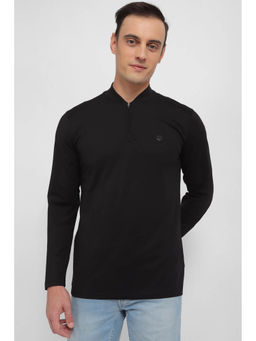 Allen Solly - Men Black Solid Henley Neck T-Shirt