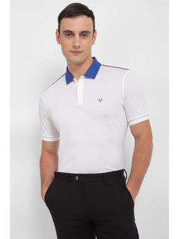 Allen Solly - Men White Solid Collar Neck Polo T-Shirt
