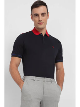 Allen Solly - Men Black Solid Collar Neck Polo T-Shirt