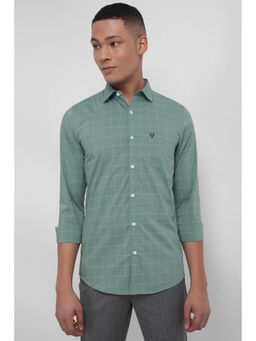 Allen Solly - Men Green Slim Fit Check Full Sleeves Casual Shirt