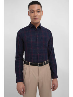 Allen Solly - Men Navy Slim Fit Check Full Sleeves Formal Shirt