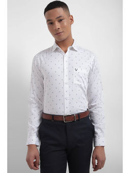 Allen Solly - Men White Slim Fit Print Full Sleeves Formal Shirt