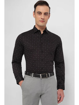 Allen Solly - Men Black Slim Fit Print Full Sleeves Formal Shirt