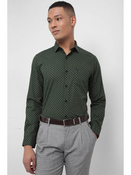 Allen Solly - Men Green Slim Fit Print Full Sleeves Formal Shirt