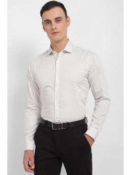 Allen Solly - Men White Slim Fit Print Full Sleeves Formal Shirt