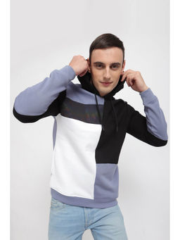 Allen Solly - Men Blue Hooded Neck Full Sleeves Casual Sweatshirt