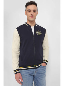 Allen Solly - Men Blue Stylized Neck Full Sleeves Casual Jacket