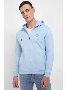 Allen Solly - Men Blue Hooded Neck Full Sleeves Casual Sweatshirt