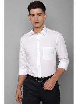 Louis Philippe - Men White Classic Fit Solid Full Sleeves Formal Shirt