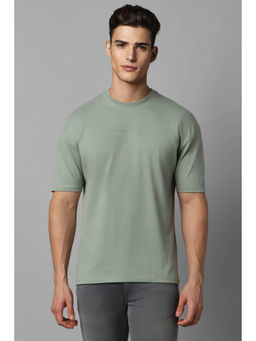 Louis Philippe - Men Green Solid Crew Neck T-Shirt