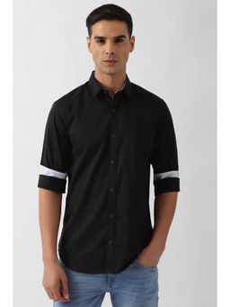 Peter England - Men Black Slim Fit Solid Full Sleeves Casual Shirt