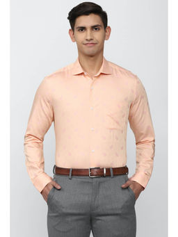 Peter England - Men Peach Slim Fit Full Sleeves Formal Shirt