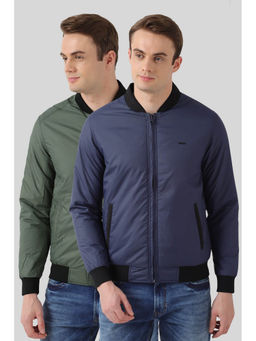 Peter England - Men Navy Solid Casual Jacket